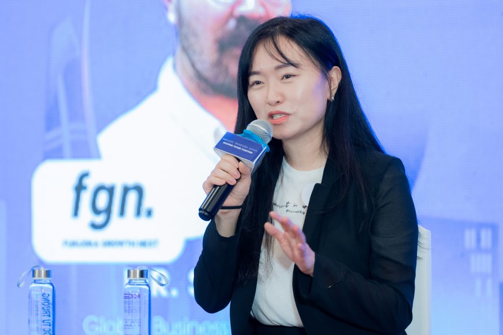 Ms. Ahram Chui highlighting South Korea’s fast-growing fintech, mobility, and media startup ecosystem.